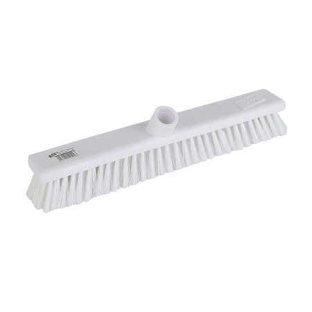 Polypropylene broom head with soft bristles, suitable for both indoor and outdoor sweeping.